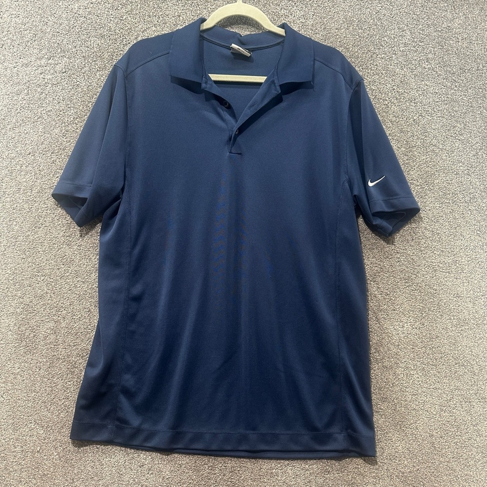 Nike Golf Dri-FIT Polo Shirt Mens Large Navy Blue Short Sleeve Swoosh Logo